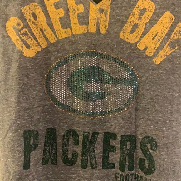 NFL Team Apparel Green Bay Packers Tee Shirt with Bling Sz Small - Picture 2 of 6